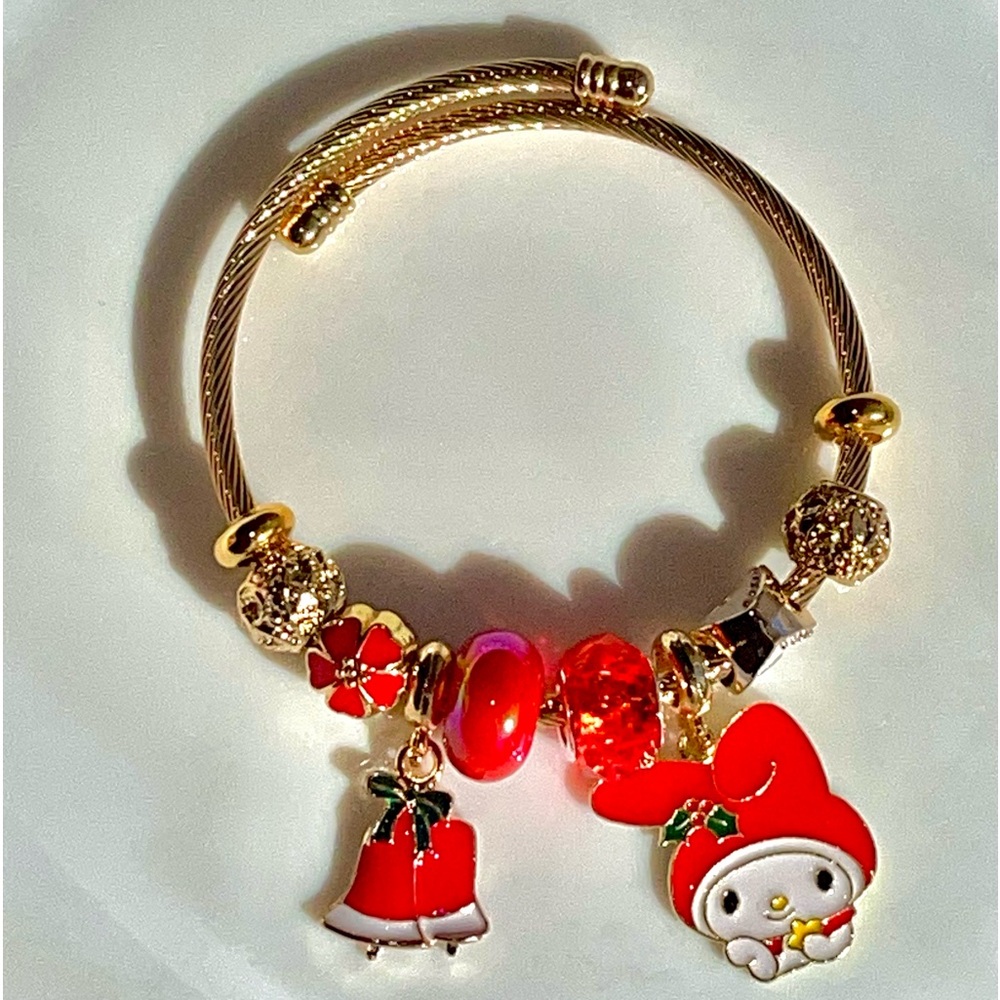 Christmas style bangle 18k gold plated stainless steel